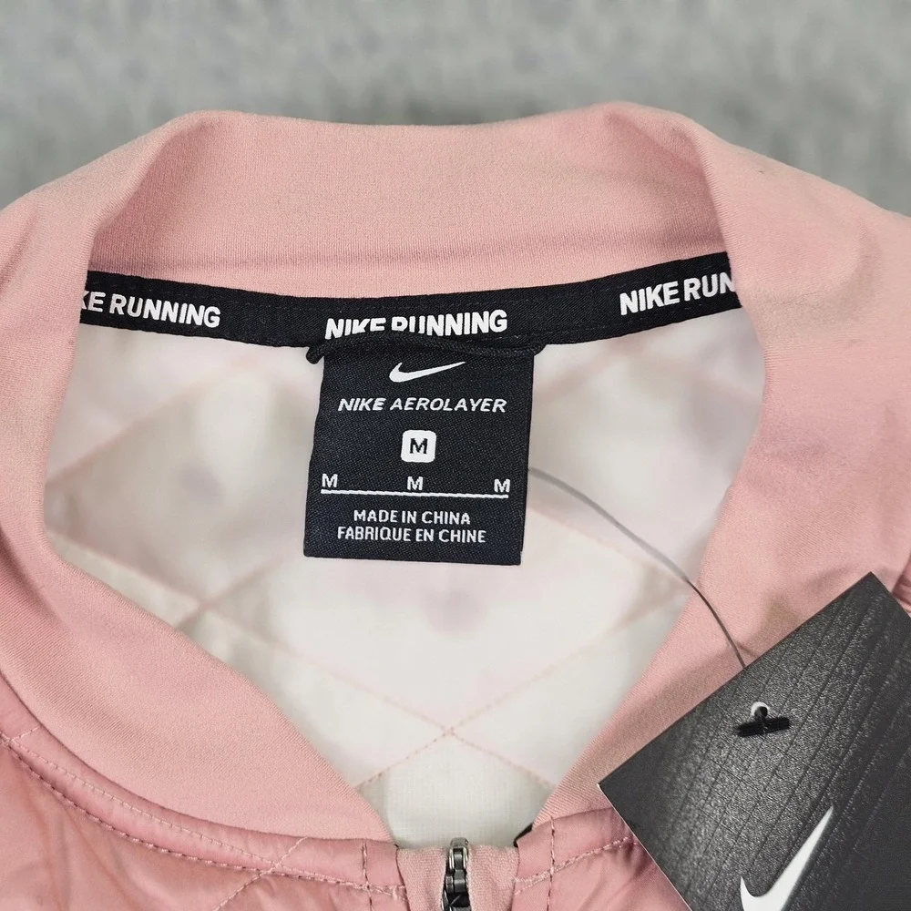 Nike Aerolayer Running Vest Womens‎ Medium Pink Quilted Full Zip Jacket